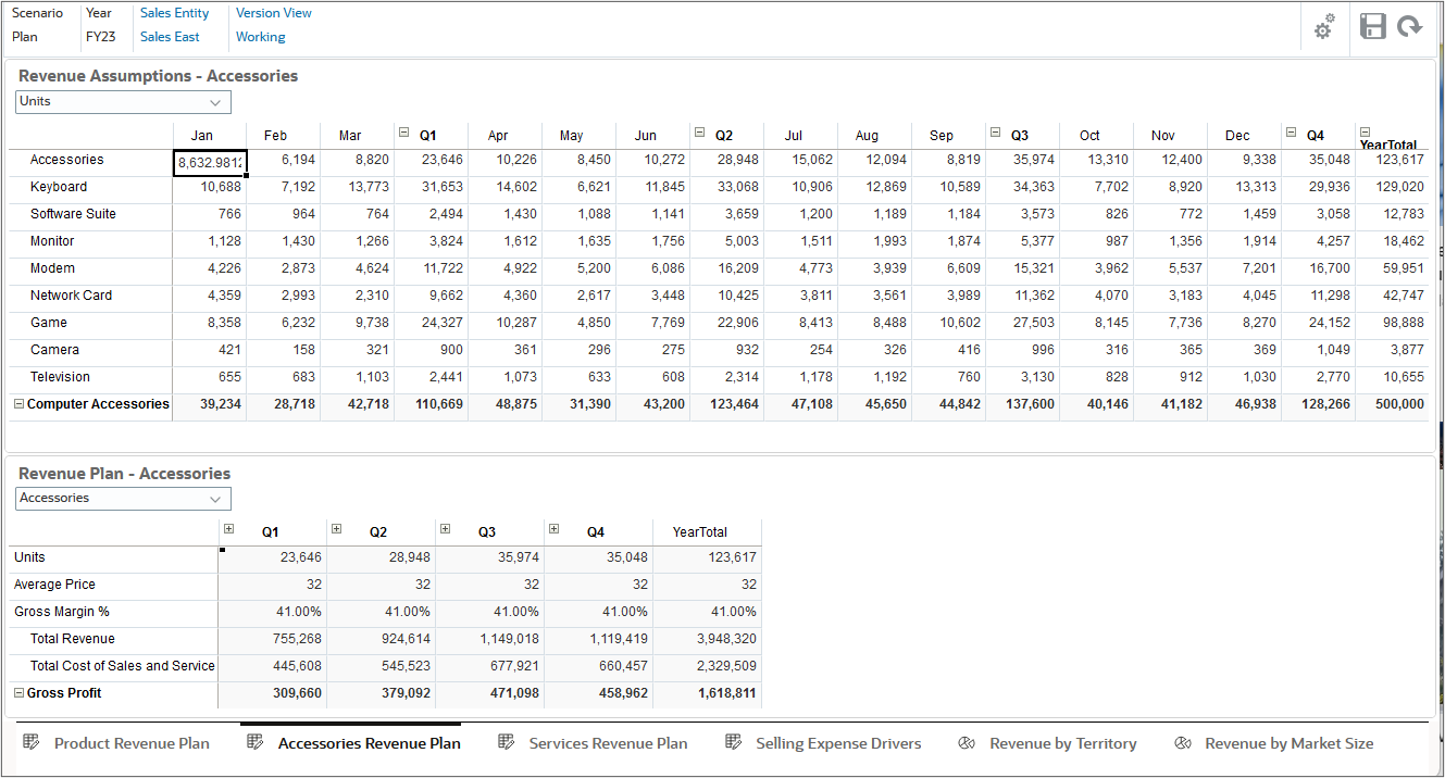 Revenue Assumptions Page Restored